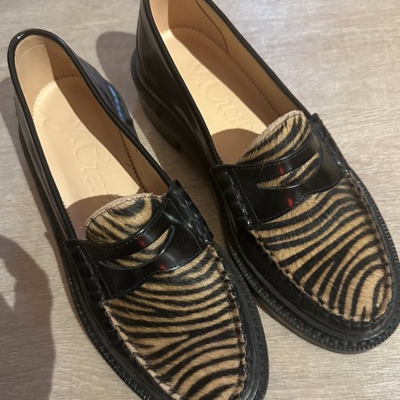 **NEW** J CREW ROWAN PENNY LOAFERS IN LEATHER AND CALF HAIR sz 7 - Picture 3 of 4